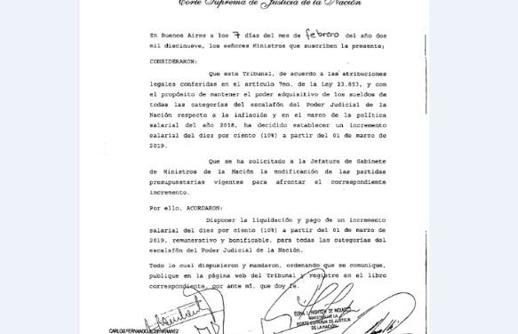 AUMENTO SALARIAL DEL 10% A PARTIR DEL 1° DE MARZO