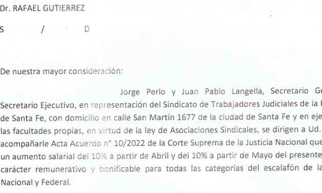 POLÍTICA  SALARIAL – NOTA A LA CORTE