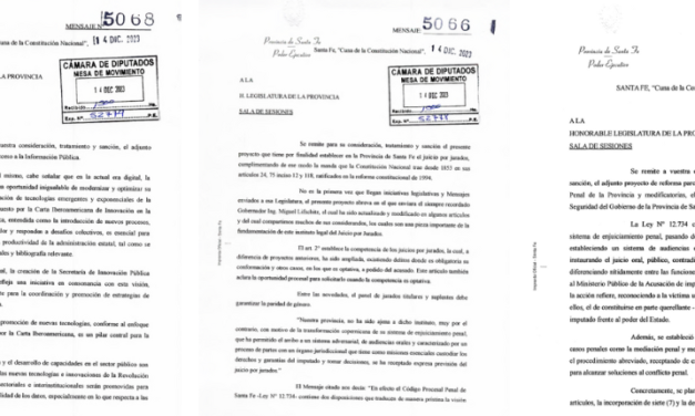 MENSAJES DEL PODER EJECUTIVO A LA LEGISLATURA PROVINCIAL