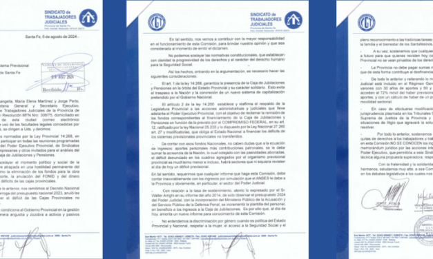 COMISIÓN PARA LA REFORMA PREVISIONAL DE LA LEGISLATURA DE LA PROVINCIA DE SANTA FE – LEY 14268: NO A LA QUITA DE DERECHOS
