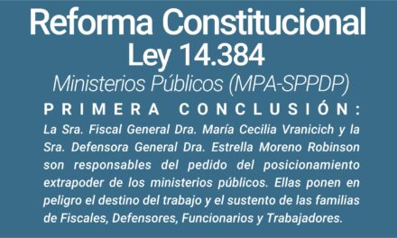 Reforma Constitucional – Ley 14.384 – Ministerios Públicos (MPA-SPPDP)
