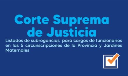 Listados de subrogancias para cargos de funcionarios en las 5 circunscripciones de la Provincia y Jardines Maternales